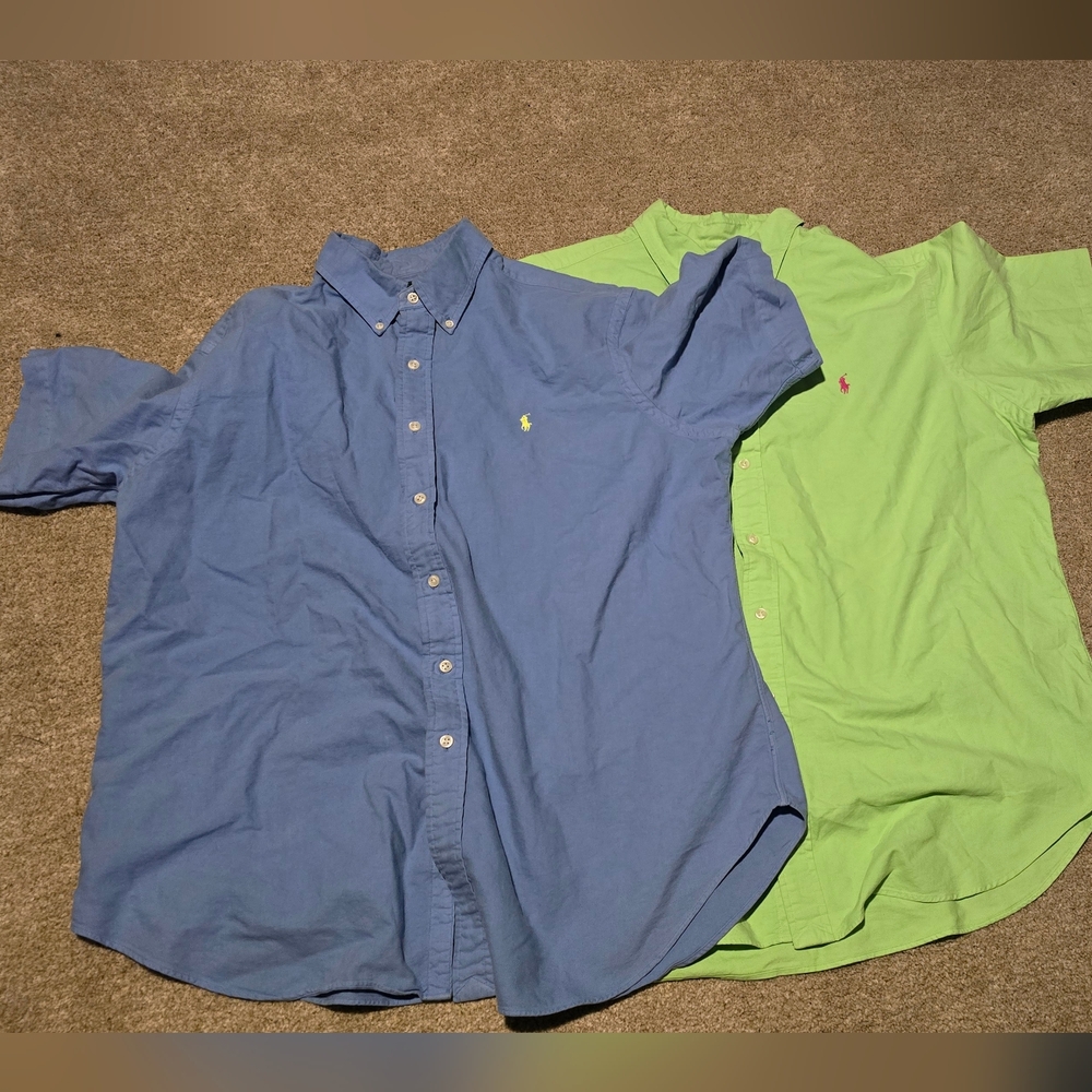 Lot of 2 S/S Button up Polo by Ralph Lauren classic fit shirts